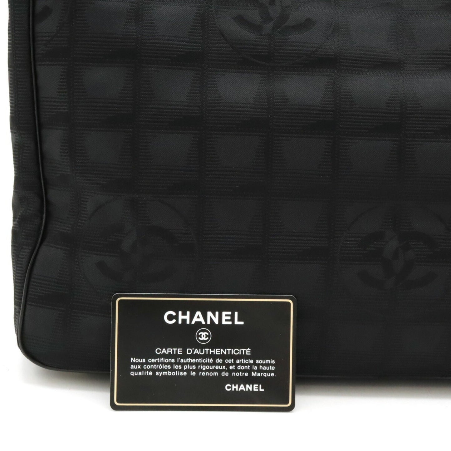 CHANEL New Travel Line Tote MM Bag Shoulder Nylon Jacquard Black A15991
