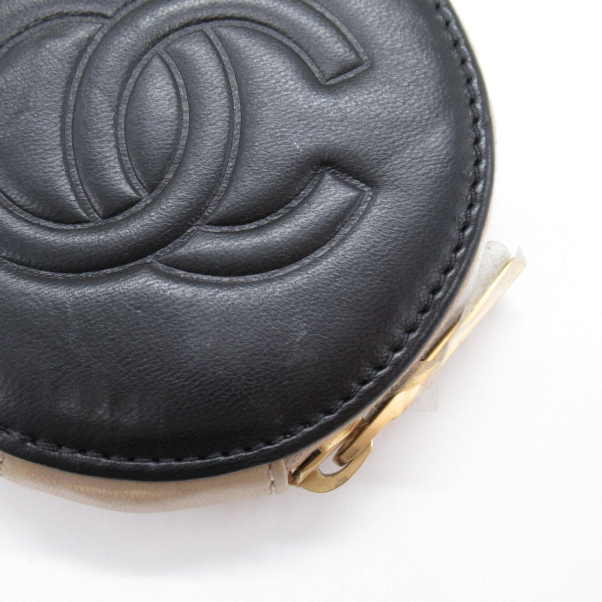 CHANEL Pouch Black Beige Lambskin (sheep leather)