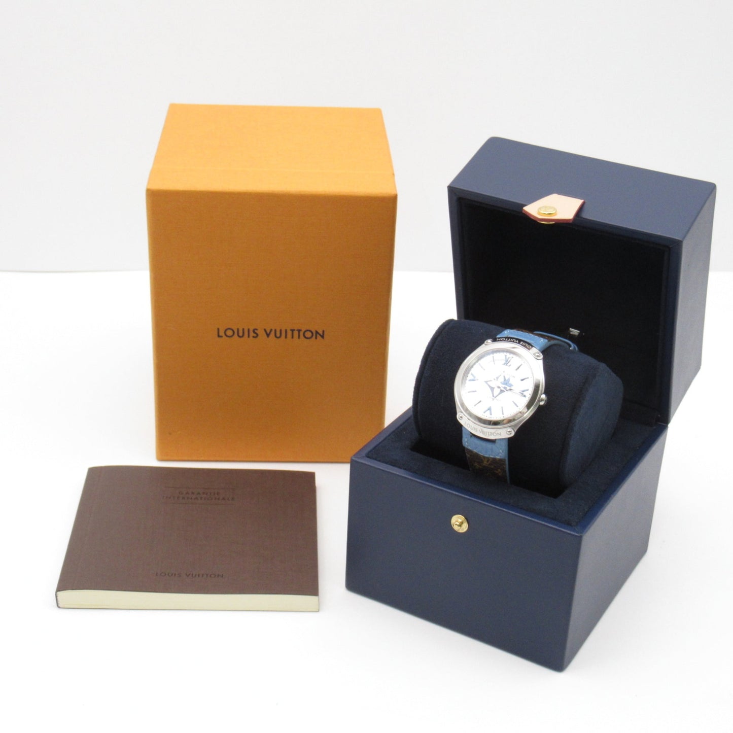 LOUIS VUITTON Tambour Fifty Five Wrist Watch Wrist Watch Q6G25 Mechanical Automatic Silver Stainless Steel Leather b Q6G25