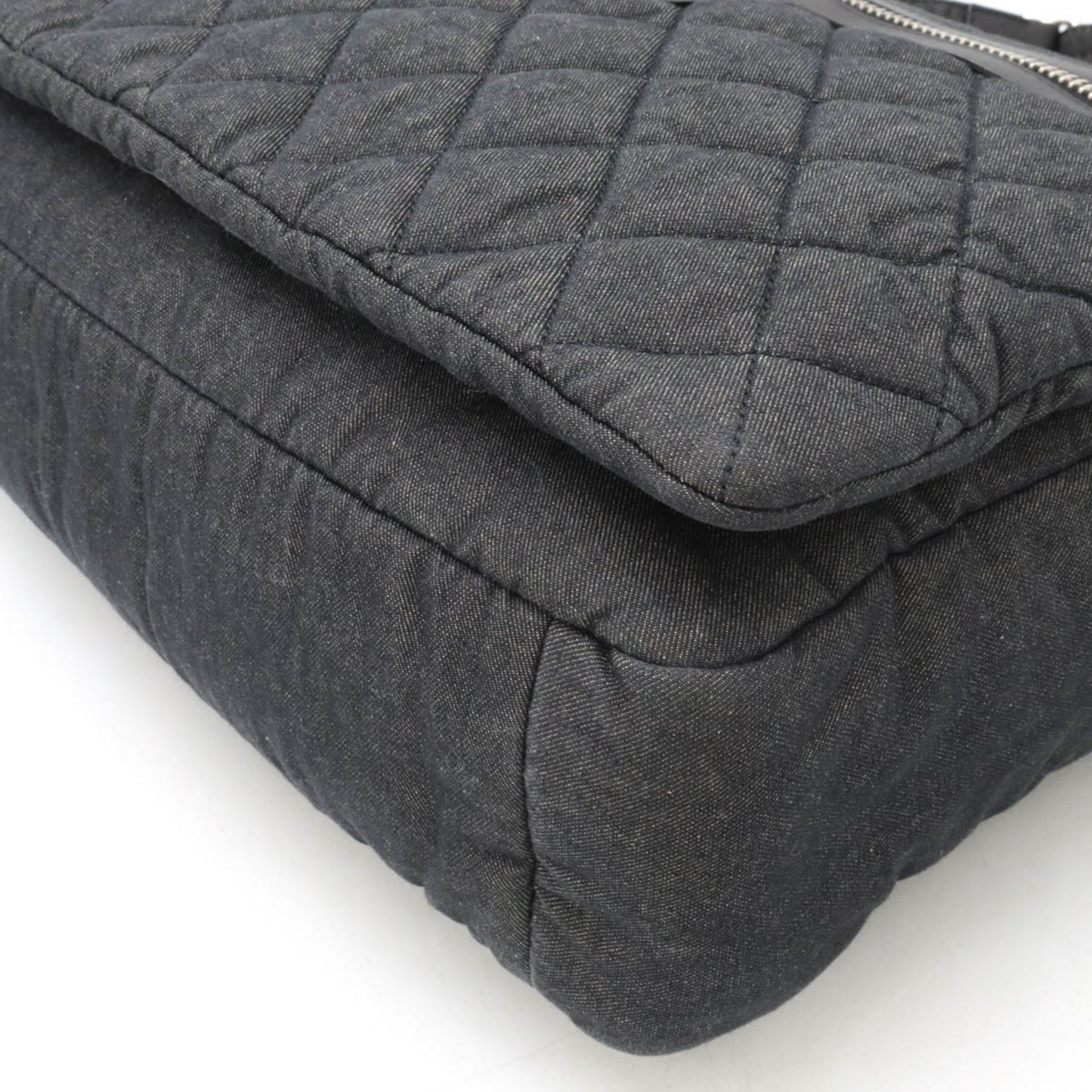 CHANEL Coco Cocoon Quilted Mark Shoulder Bag Denim Canvas Dark Gray 8617