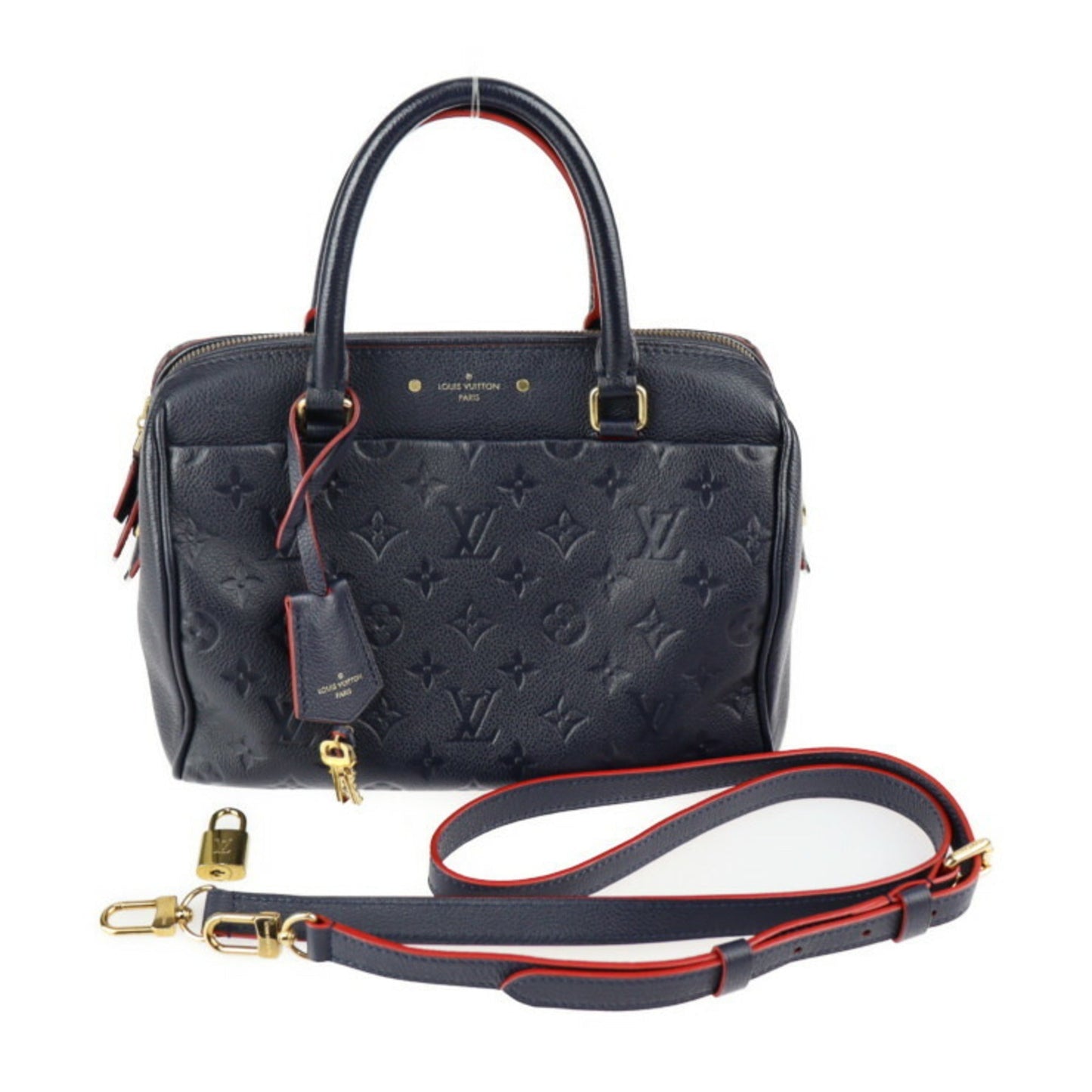 LOUIS VUITTON Speedy Bandouliere 25 Handbag M43501 Monogram Empreinte Marine Rouge Gold Hardware 2WAY Shoulder Bag Vuitton