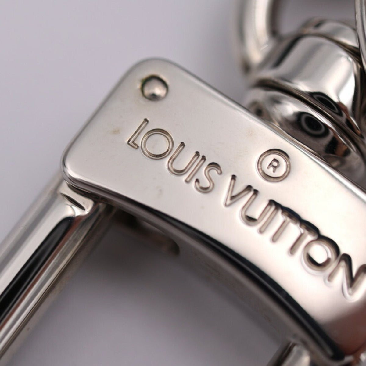 LOUIS VUITTON Portocre Illustre Keychain M69272 Leather Blue White Silver Metal Fittings Key Ring Bag Charm