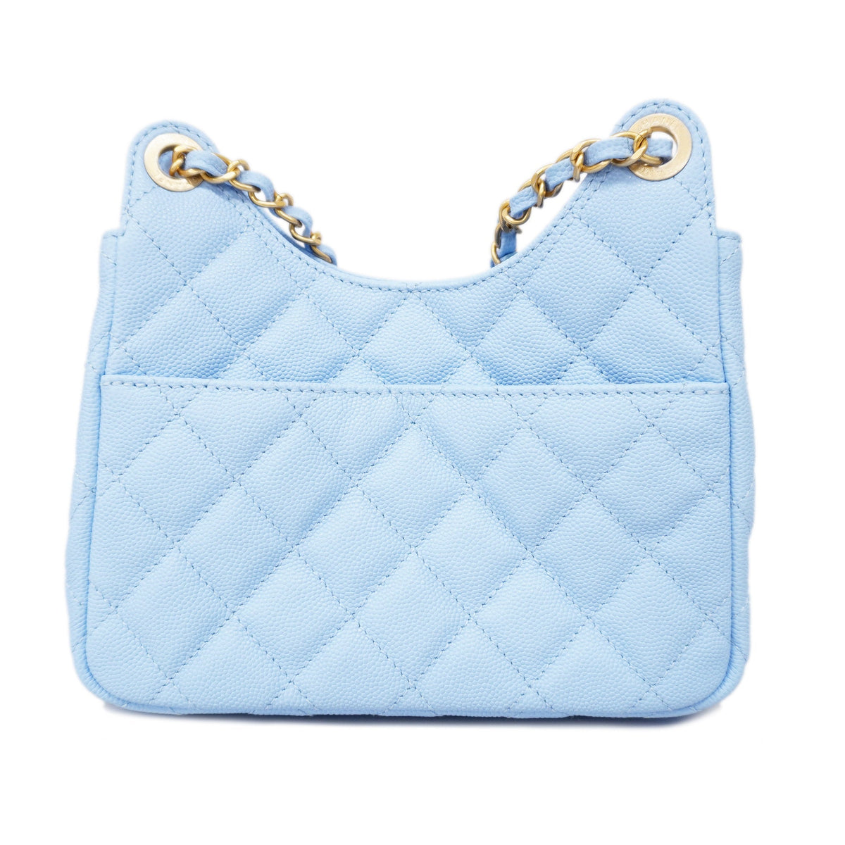 ChanelAuth Matelasse Chain Shoulder Women's Caviar Leather Light Blue
