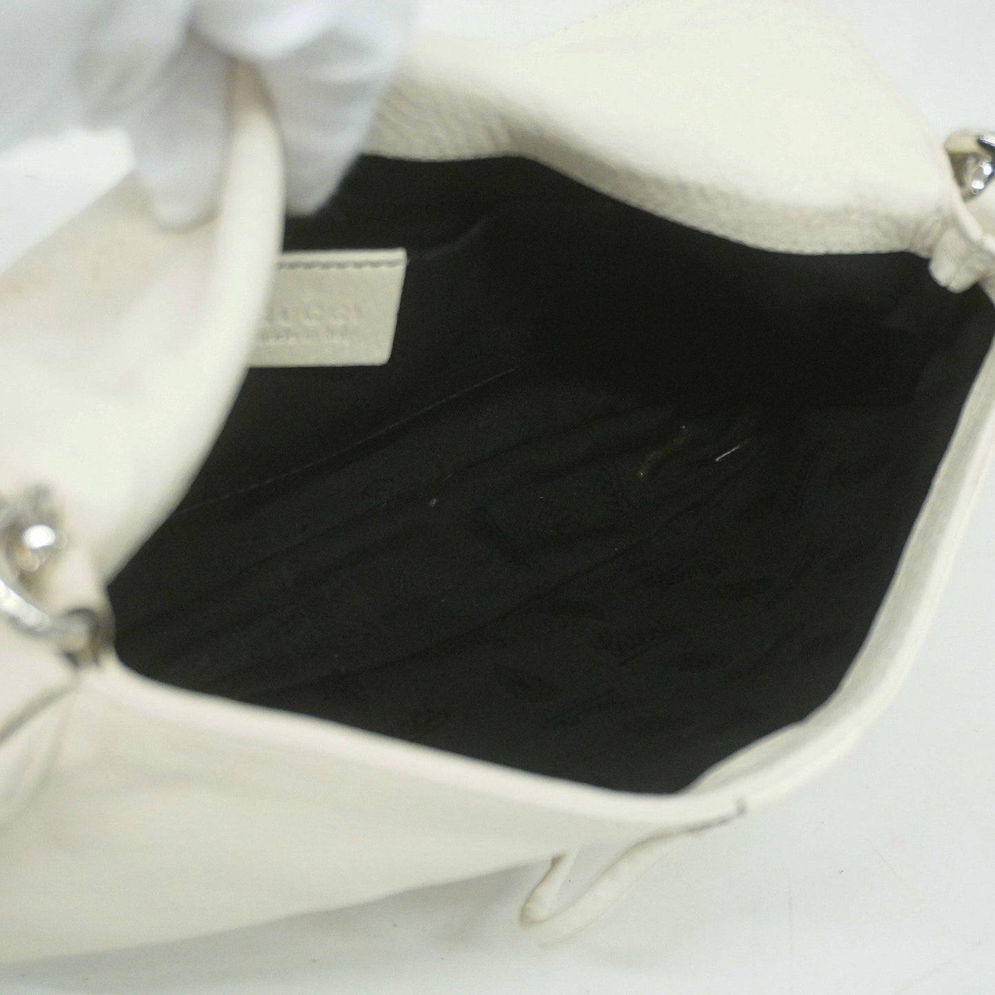 GUCCI Bamboo 235320 Women's Leather Shoulder Bag Ivory