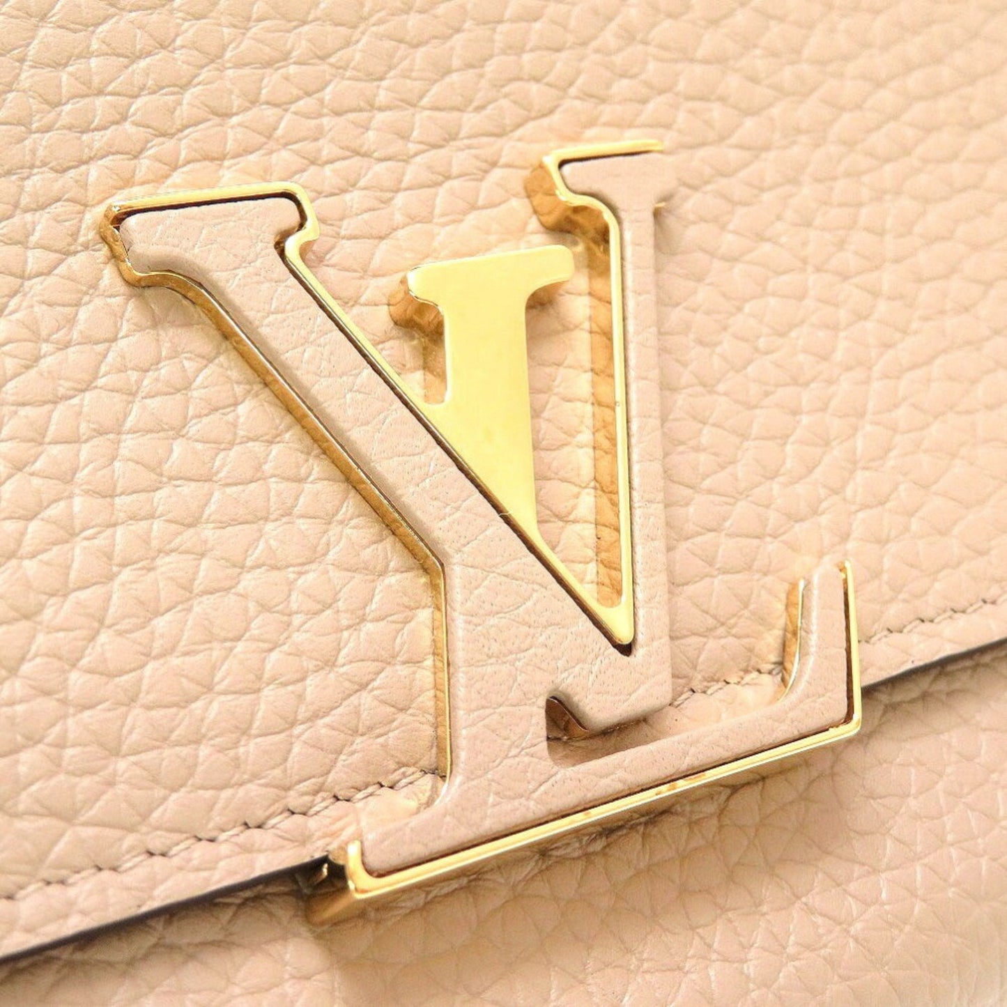 LOUIS VUITTON Portefeuil Capucines Taurillon Leather Galle M61249 IC Tag Long Wallet Beige