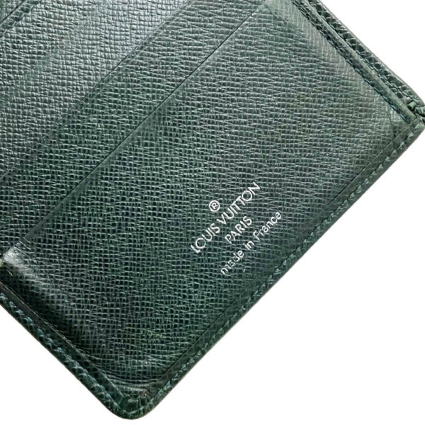 LOUIS VUITTON Wallet Taiga Portobier 3 Cult Credit Leather Epicea Green Dark M30454 Bifold Men's