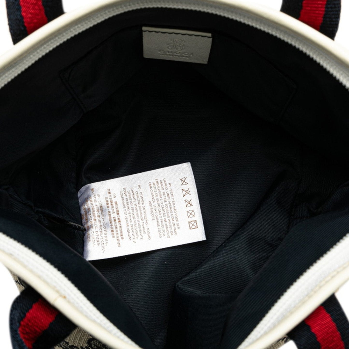 Gucci Gg Canvas Navy Canvas Leather Handbag