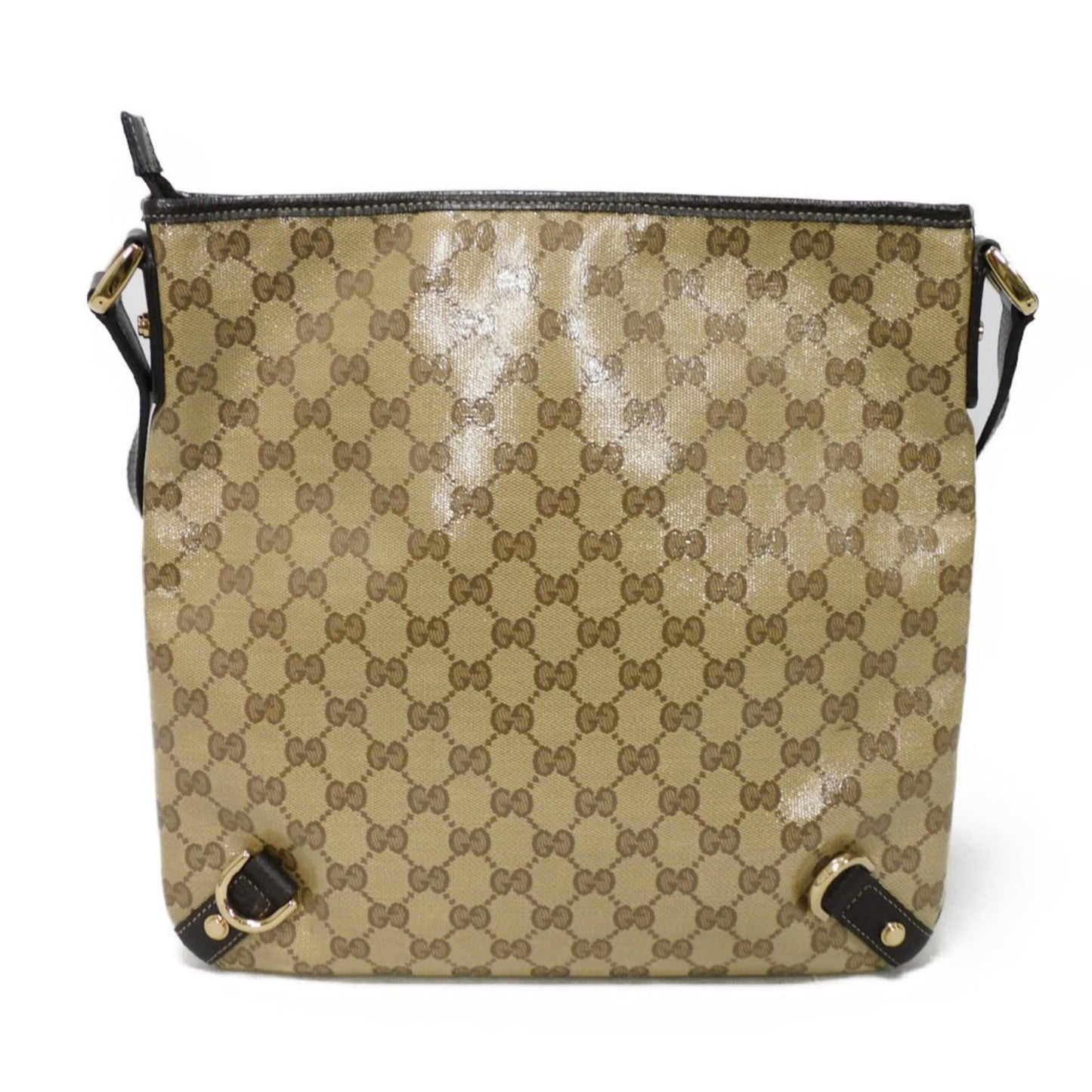 Gucci Beige Vinyl Coating Gg Crystal Canvas Messenger Bag Shoulder Bag