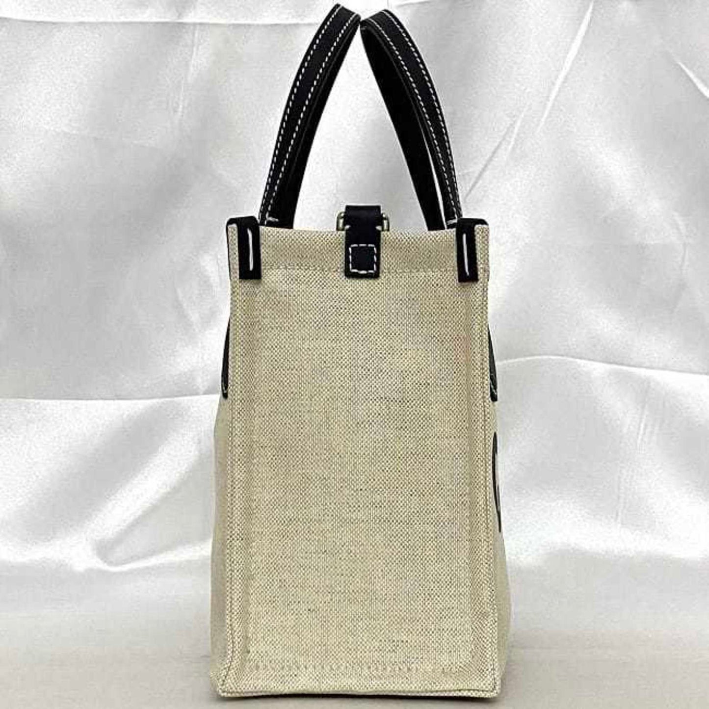 Gucci Beige Navy Canvas Leather Handbag Shoulder Bag Tote Bag