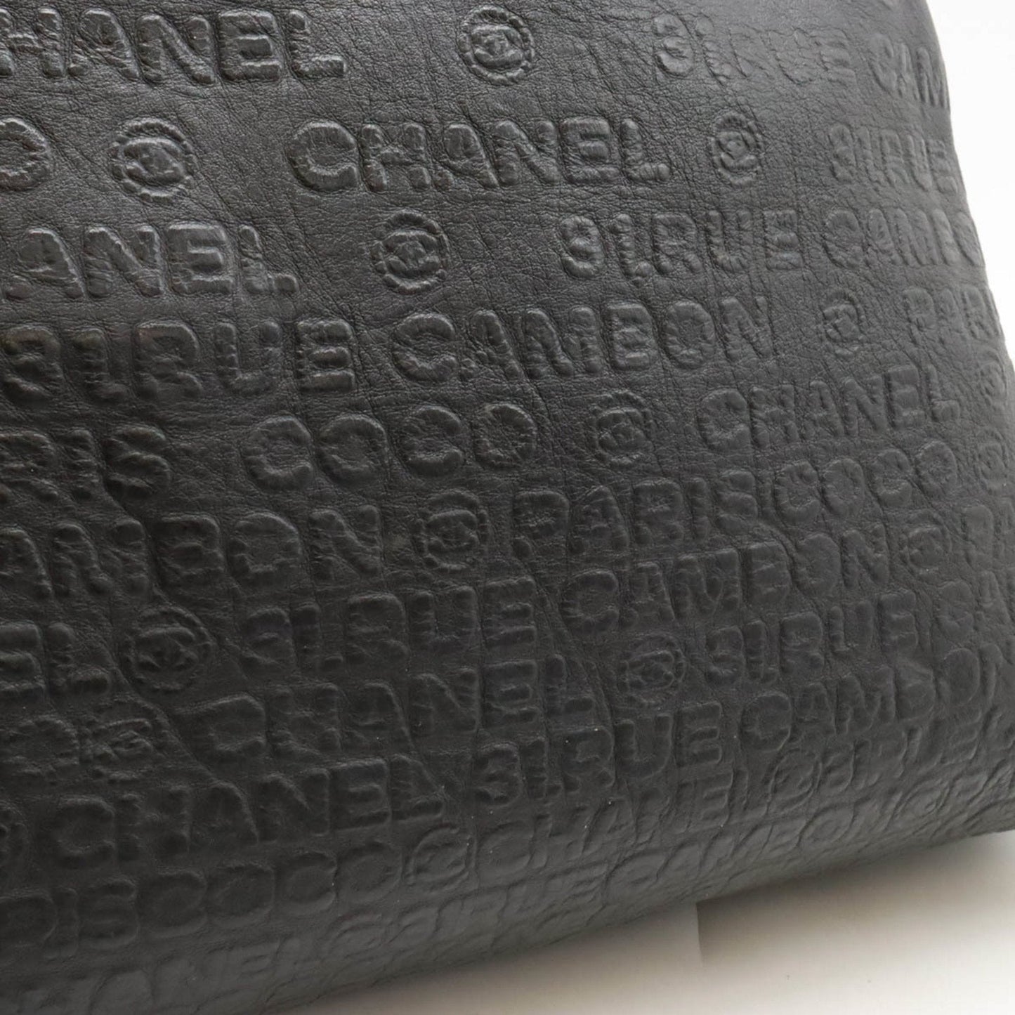 CHANEL Unlimited Embossed Tote Bag Shoulder Leather Black 6123