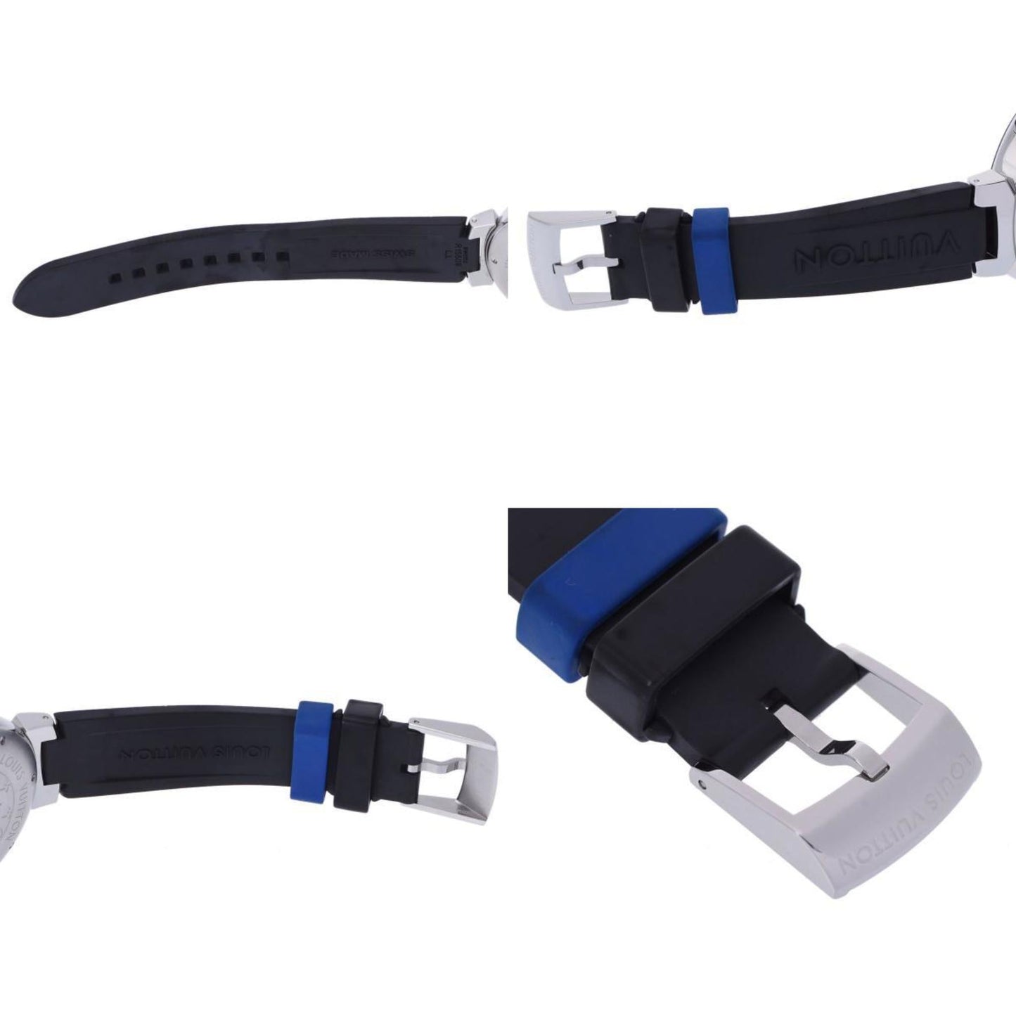 LOUIS VUITTON Tambour Cup Regatta Chrono Q102D Men's SS/Rubber Watch Quartz Blue Dial