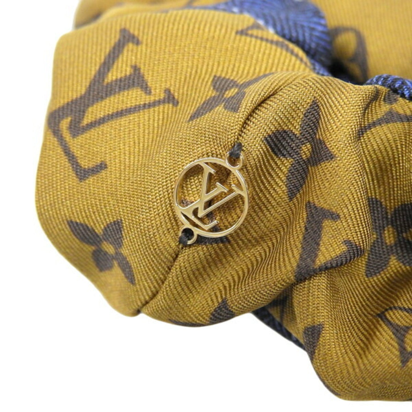 LOUIS VUITTON Monogram Silk Scrunchie Be Mindful Hair Tie M77011 Brown Blue Ladies