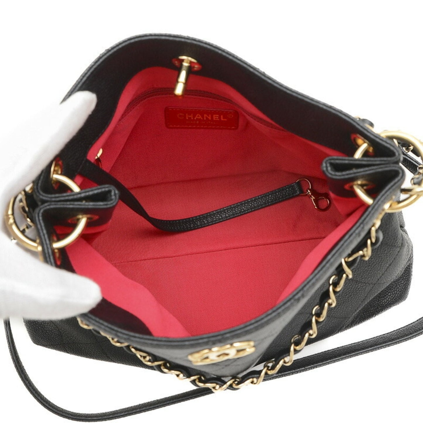 Chanel Matelasse 2-Way Chain Shoulder Bag in Caviar Skin, Black