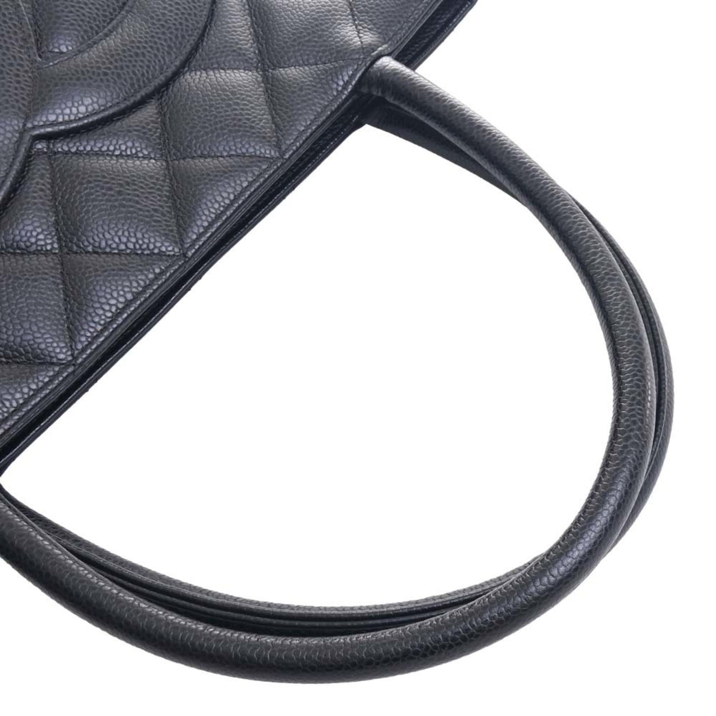 CHANEL Caviar Skin Coco Mark Reprint Tote Bag Black Ladies