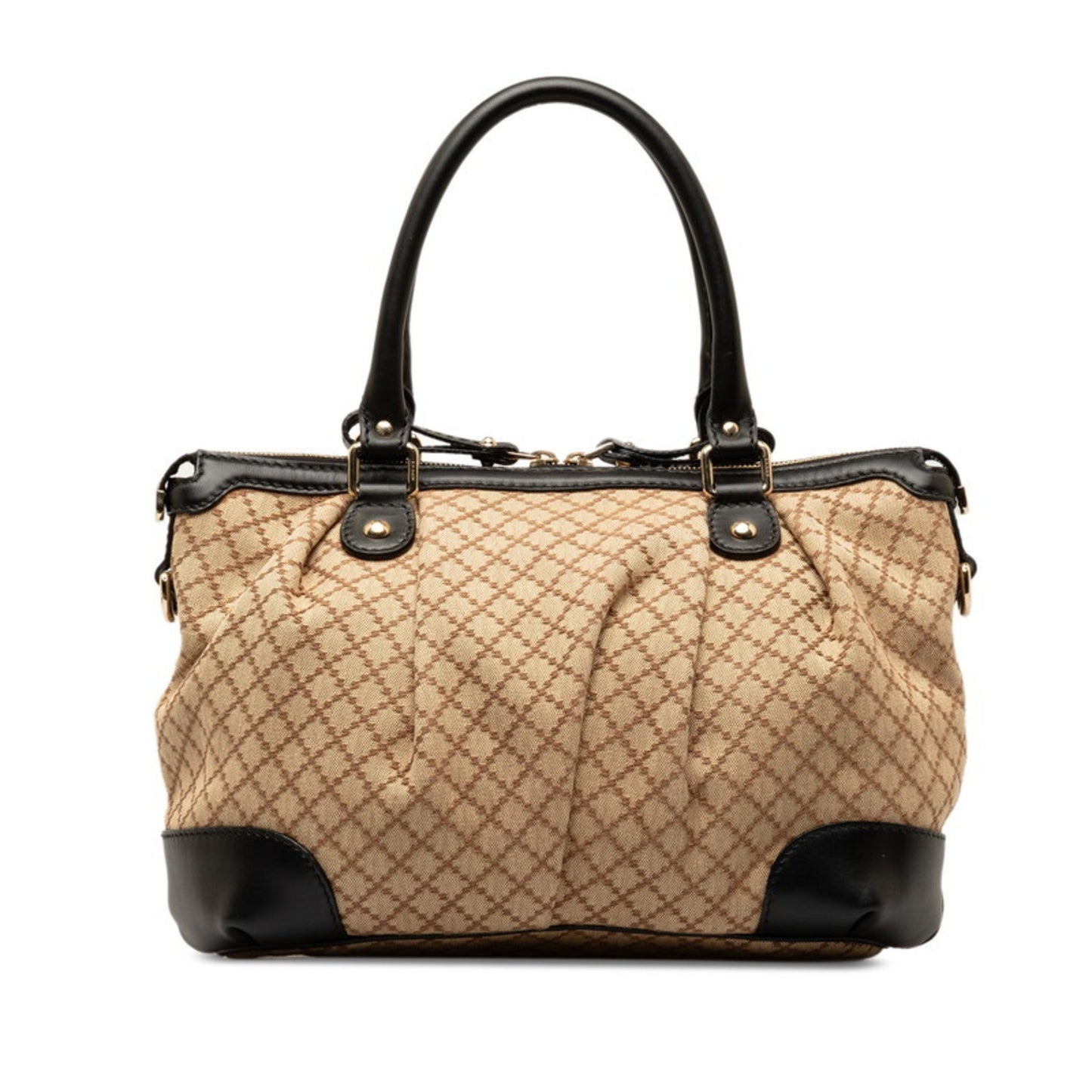 Gucci Diamante Beige Black Canvas Handbag Shoulder Bag