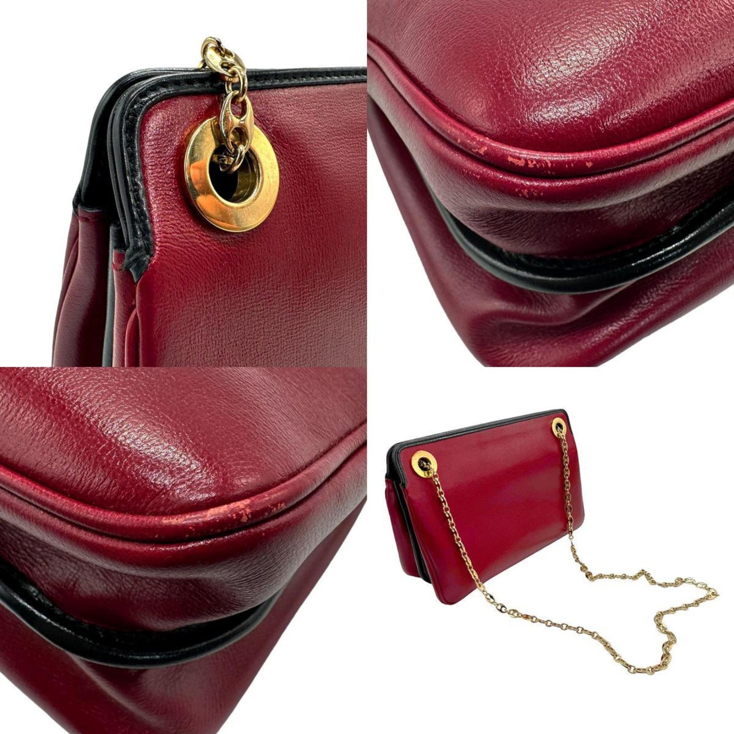 Gucci Black Red Color Leather Shoulder Bag