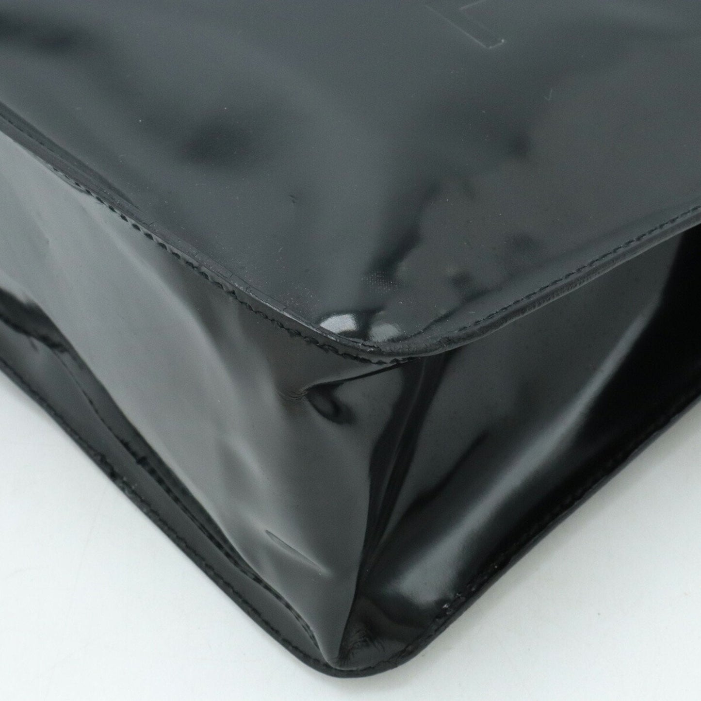 CHANEL Coco Mark Tote Bag Shoulder Enamel Patent Leather Black