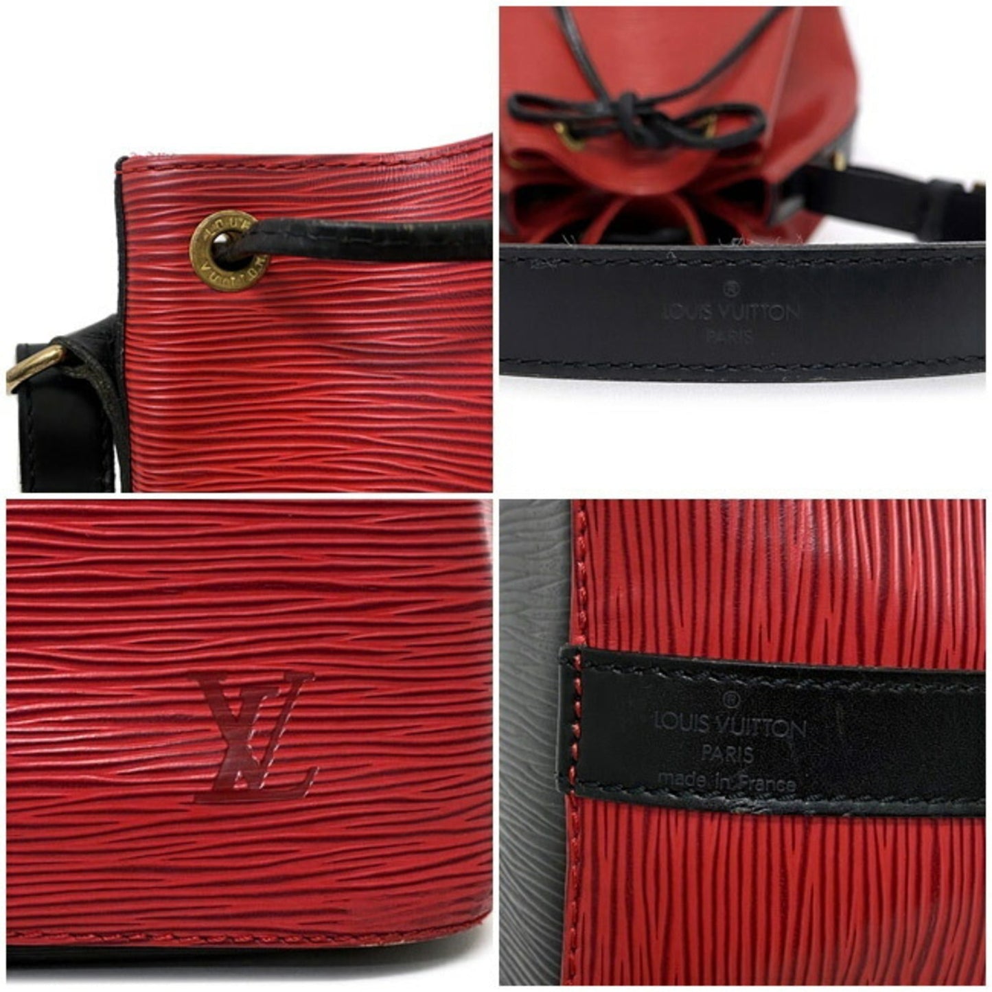 Louis Vuitton Petit Noe Red Black Epi M44172 Leather AK0965 LOUIS VUITTON Shoulder Bag One Two Tone Ladies
