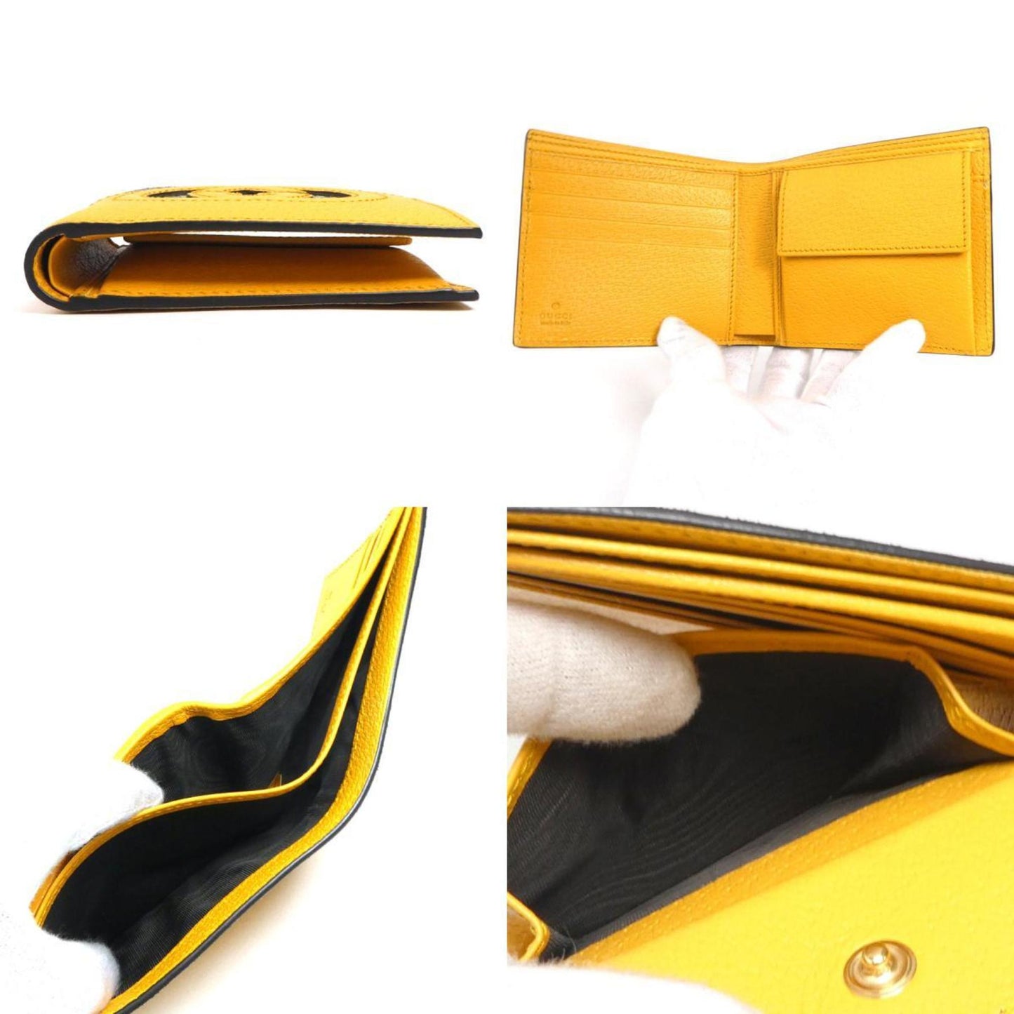 Gucci Brown Yellow Leather Gg Supreme Wallet (Bi-Fold)