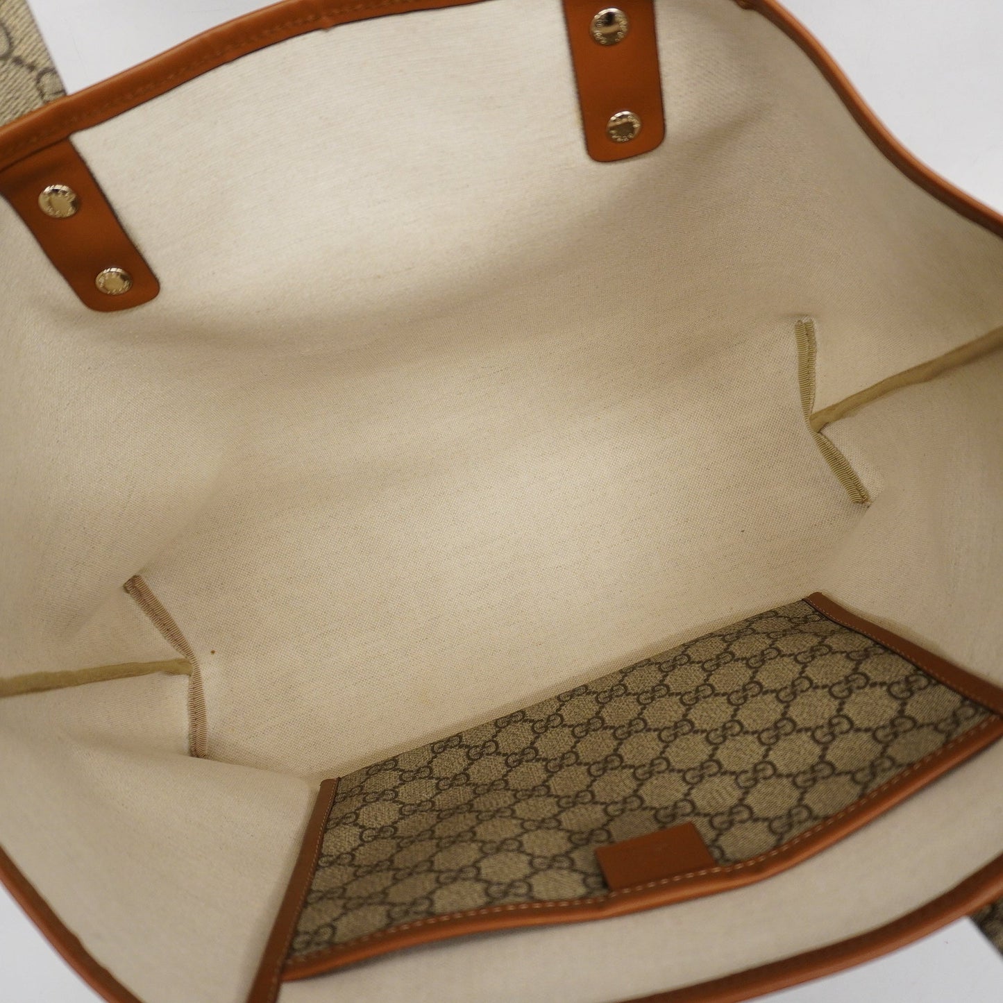 GUCCI Sherry Line 211134 Women's GG Supreme Tote Bag Beige