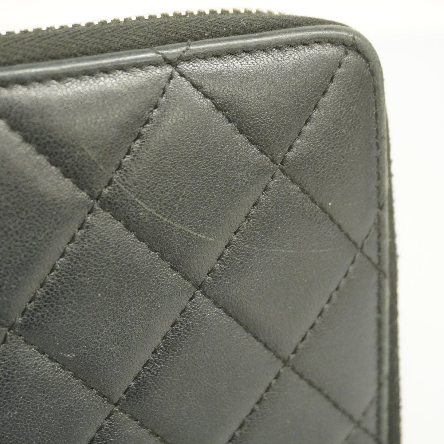 ChanelAuth Matelasse Silver Metal Fittings Women's Lambskin Long Wallet