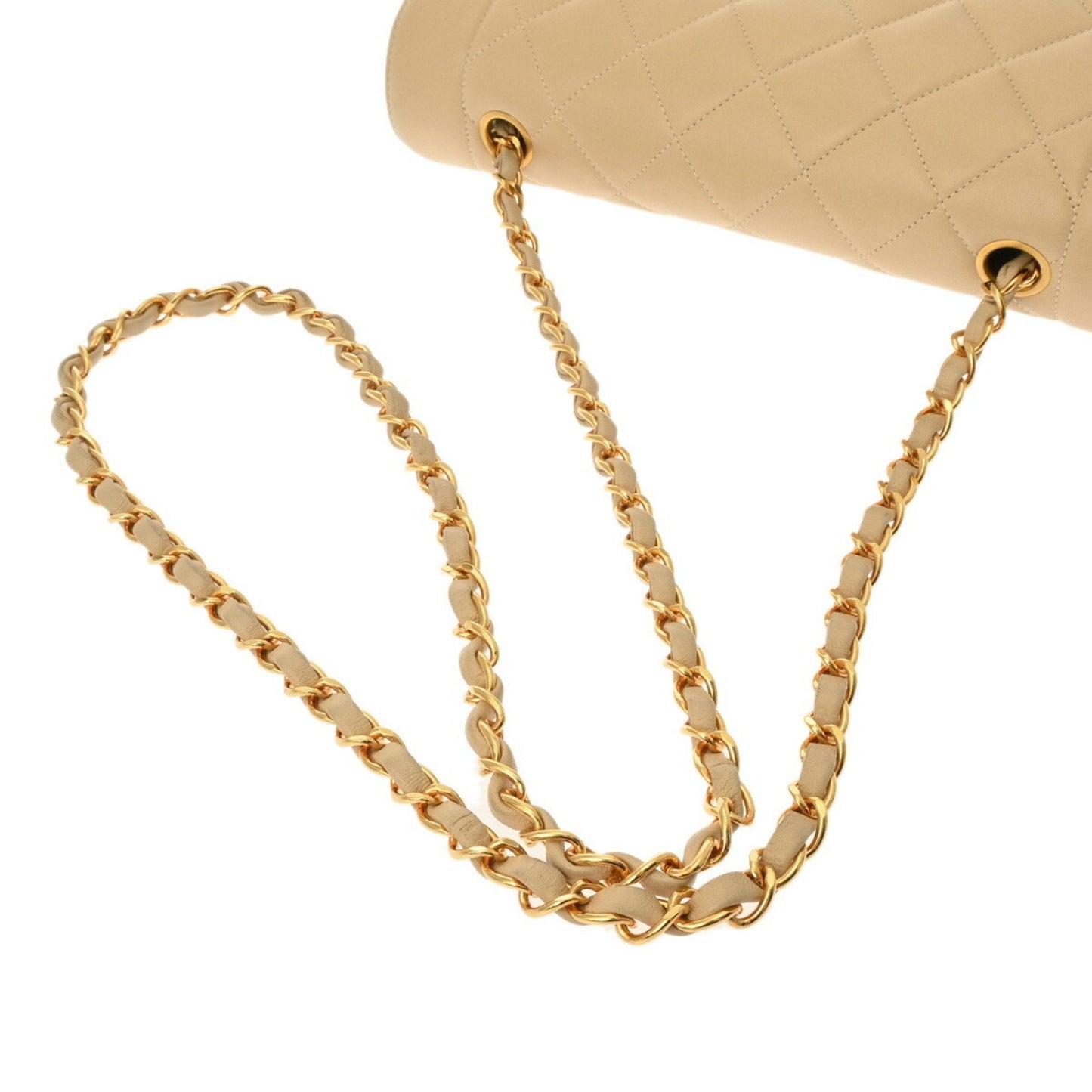 CHANEL Diana Chain Shoulder Bag 25cm Beige Women's Lambskin