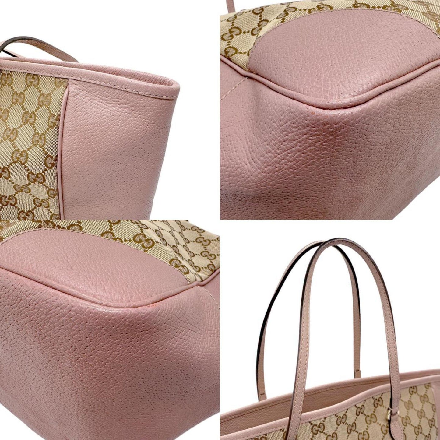 Gucci Brown Pink Gg Canvas Leather Handbag