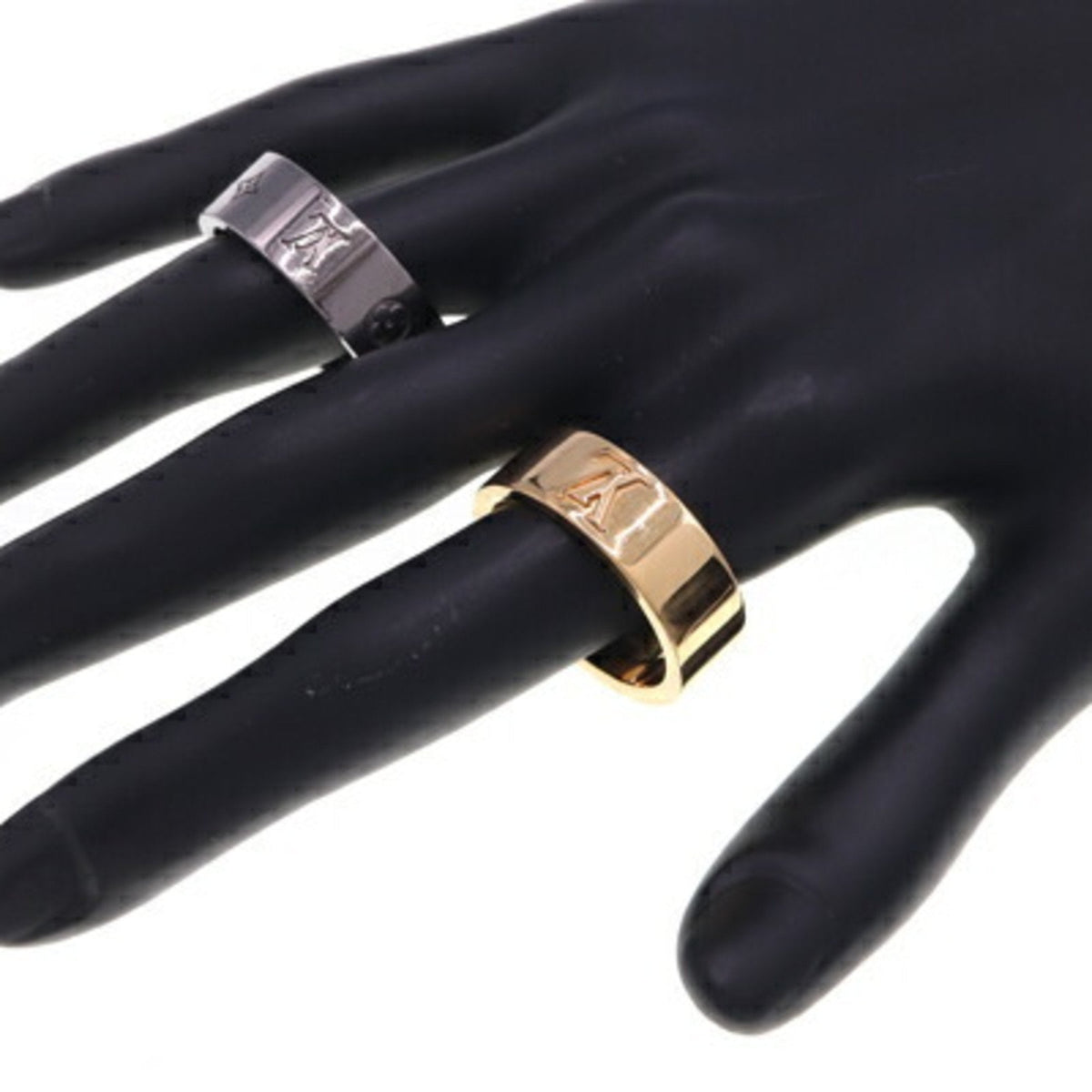 LOUIS VUITTON Ring LV Instinct M00514 Gunmetal Gold Metal Size L Men's