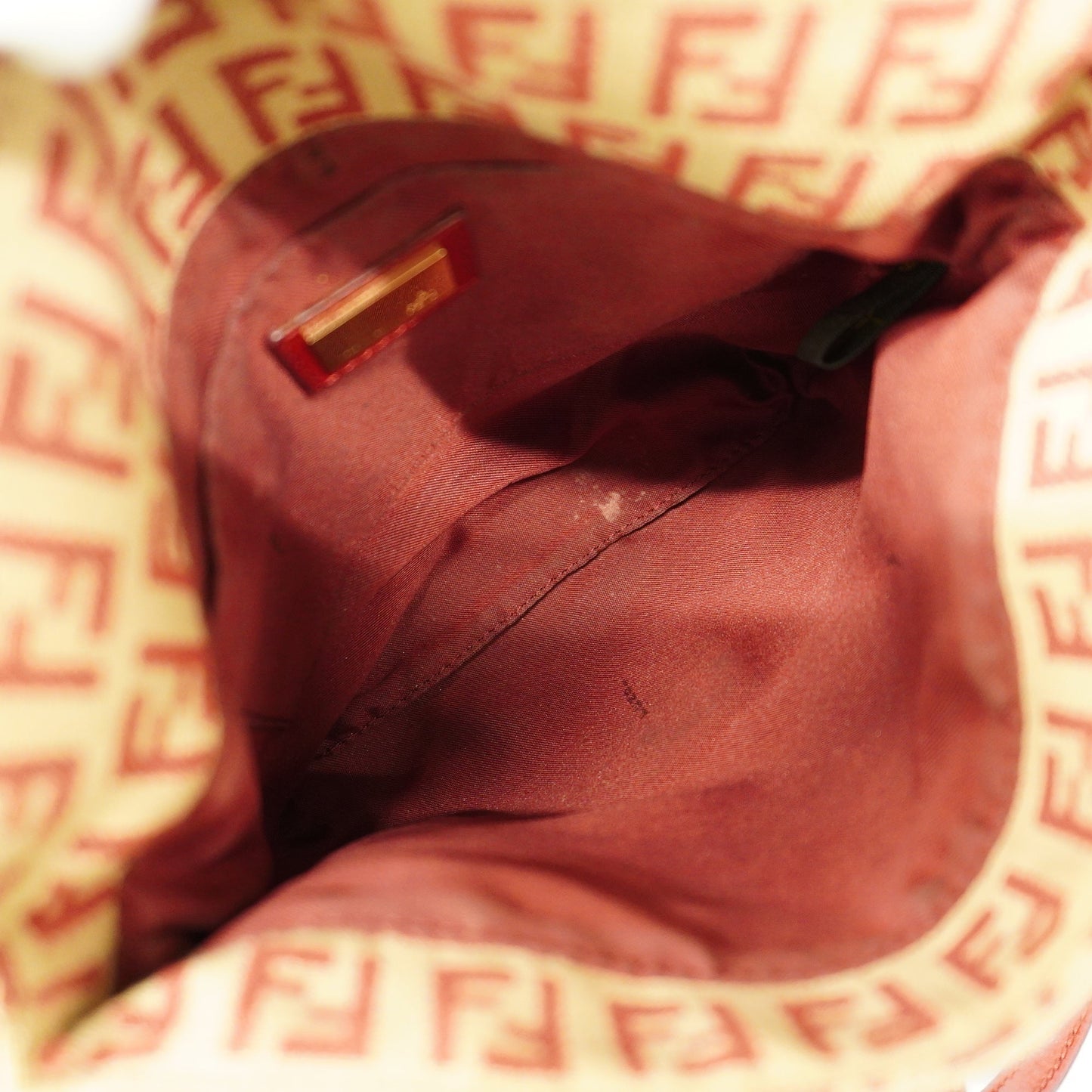 FENDIAuth Zucchino Shoulder Bag Women's Canvas Shoulder Bag Beige,Red Color