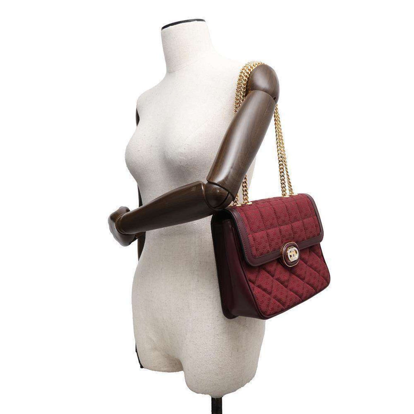 Gucci Bordeaux Gg Canvas Leather Shoulder Bag