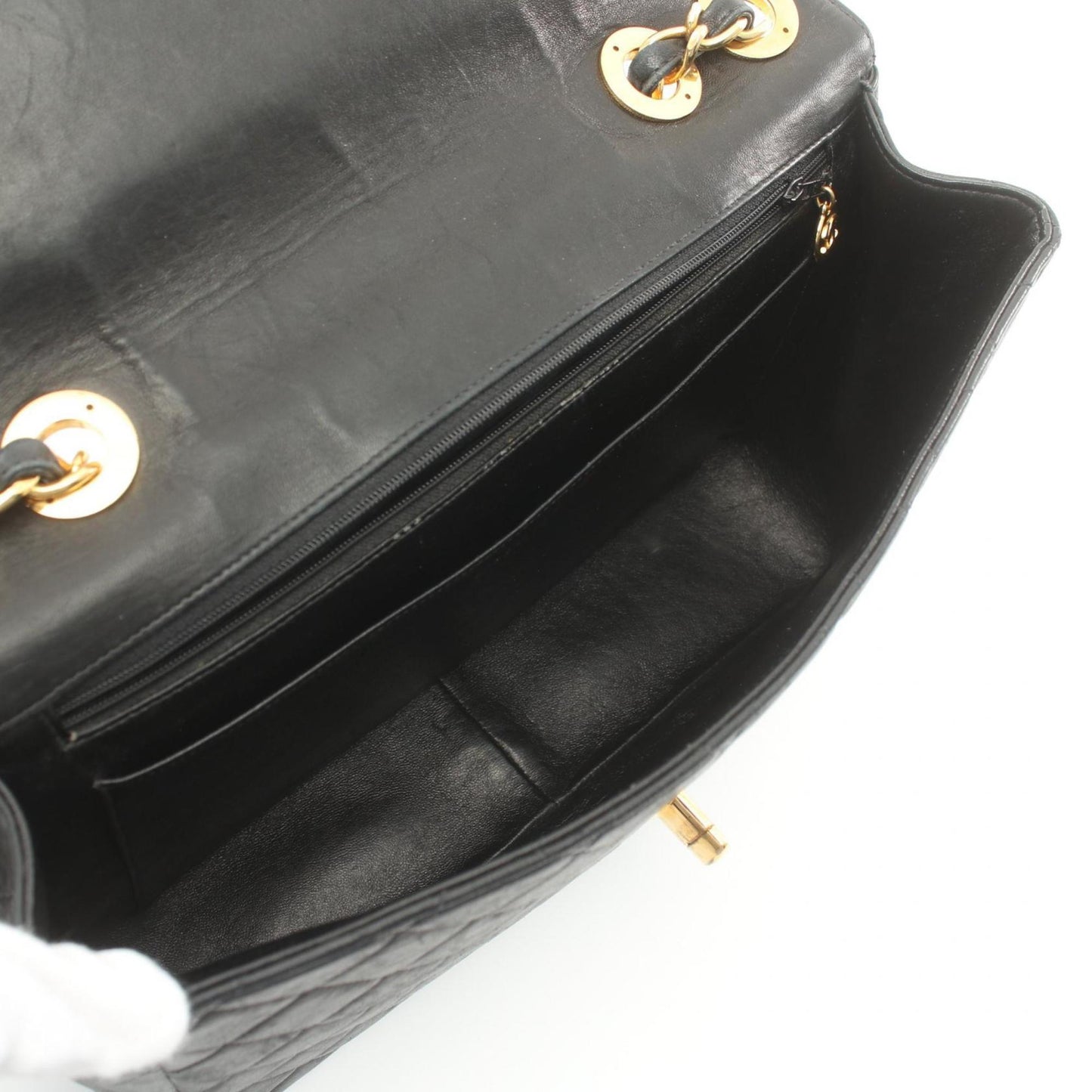CHANEL Deca Matelasse 30 Single Flap Shoulder Bag, Lambskin, Women's, Black
