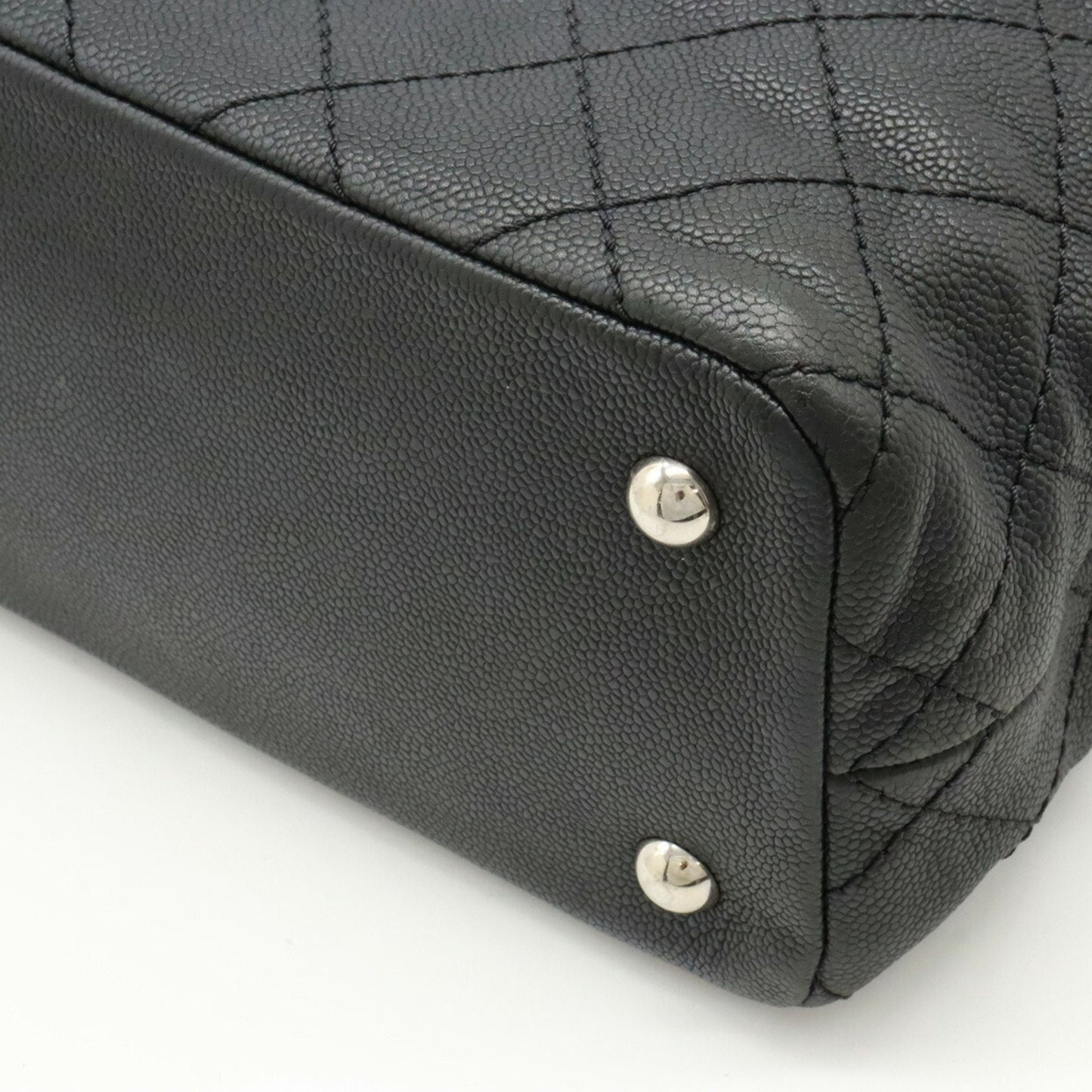 CHANEL Chanel Matelasse Coco Mark Chain Tote Bag Shoulder Caviar Skin Leather Dark Gray A92754