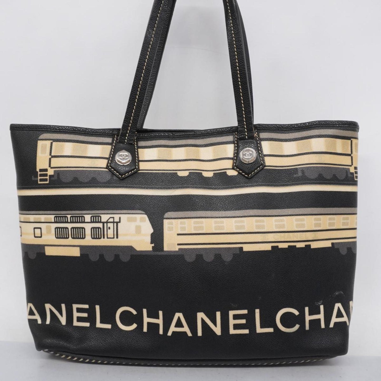 Chanel Tote Bag Central Station Caviar Skin Black Women's