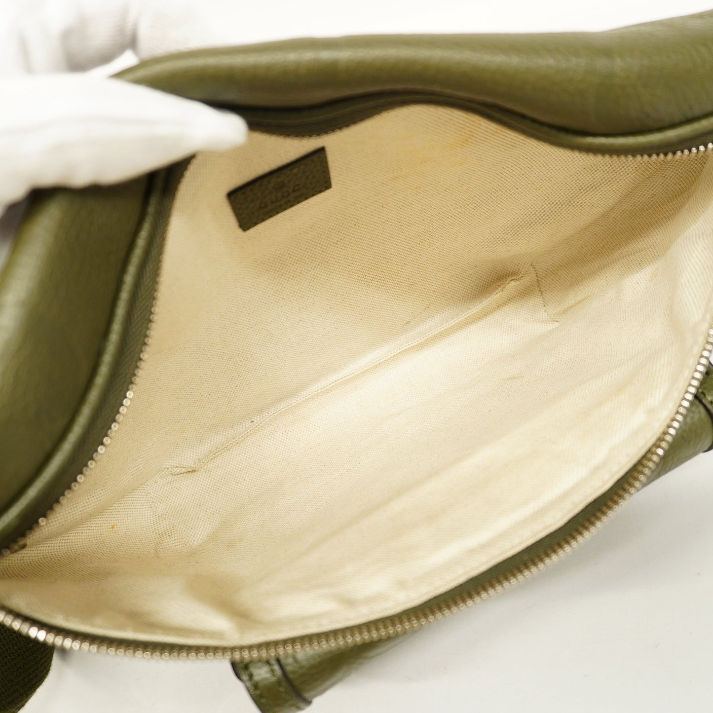 GUCCI Jumbo GG 645093 Men's Leather Sling Bag Khaki