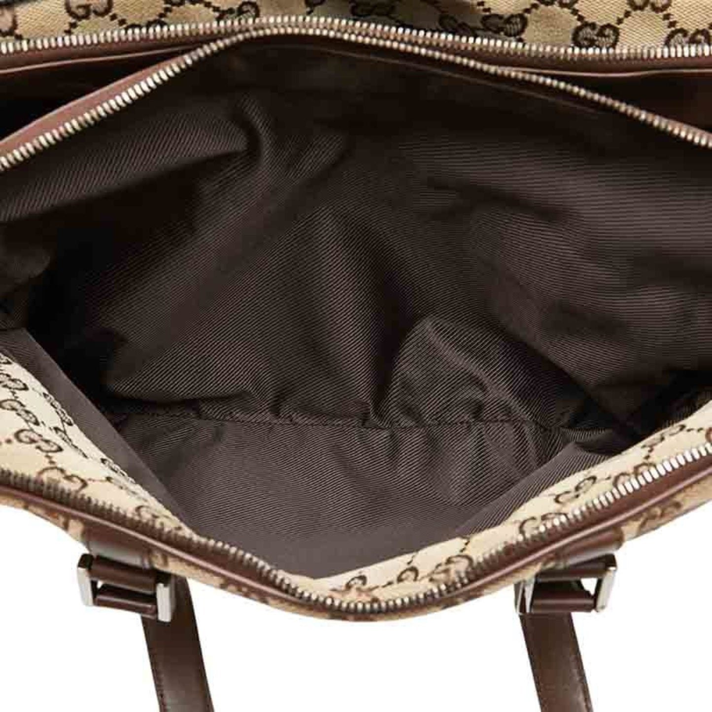 Gucci Beige Brown Canvas Leather Handbag