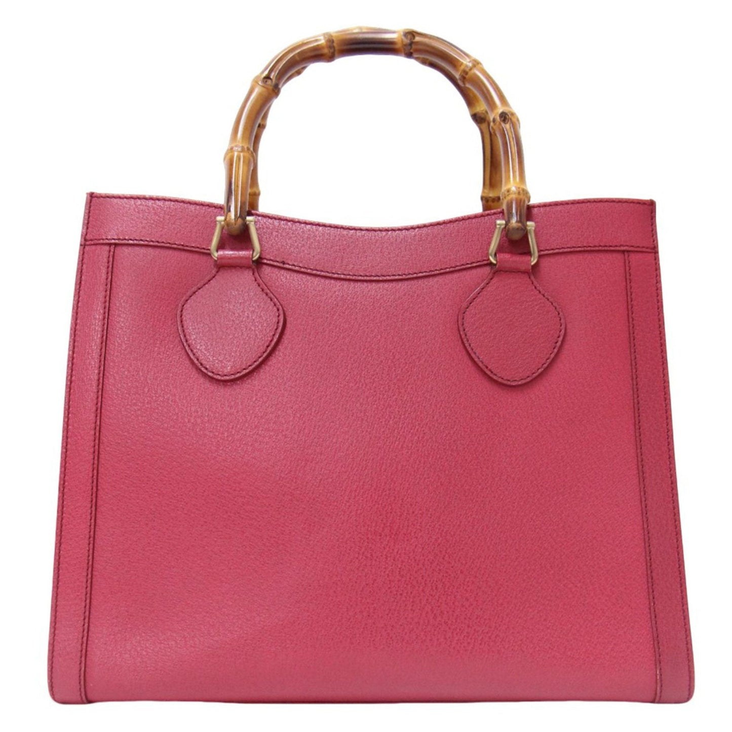 Gucci Red Color Leather Bamboo Handbag Tote Bag