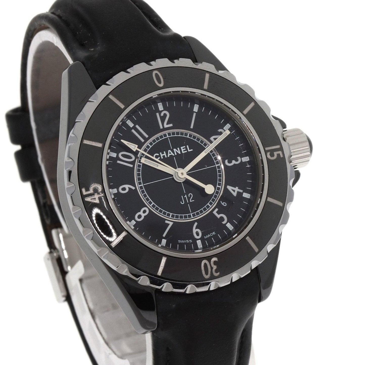 Chanel H0680 J12 33mm Watch Ceramic Leather Women's CHANEL