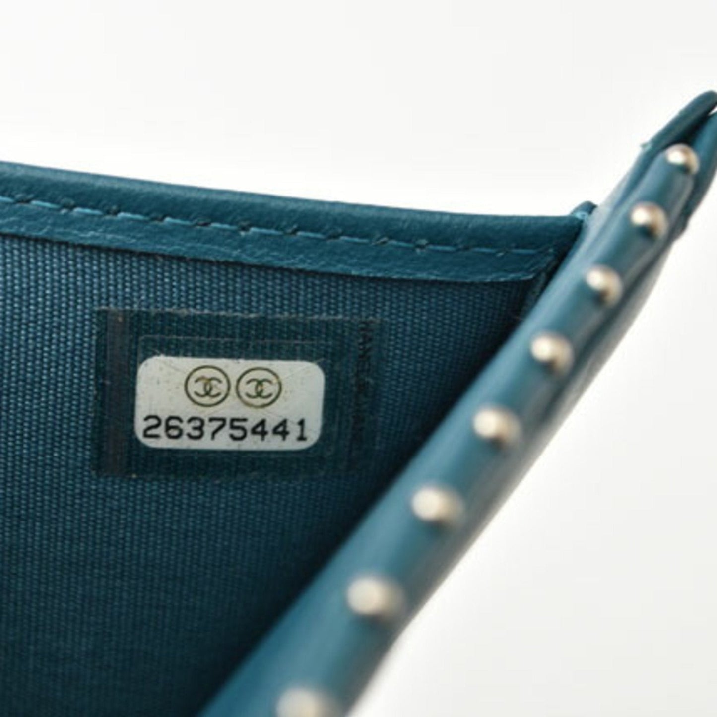 Chanel wallet chevron studs turquoise blue