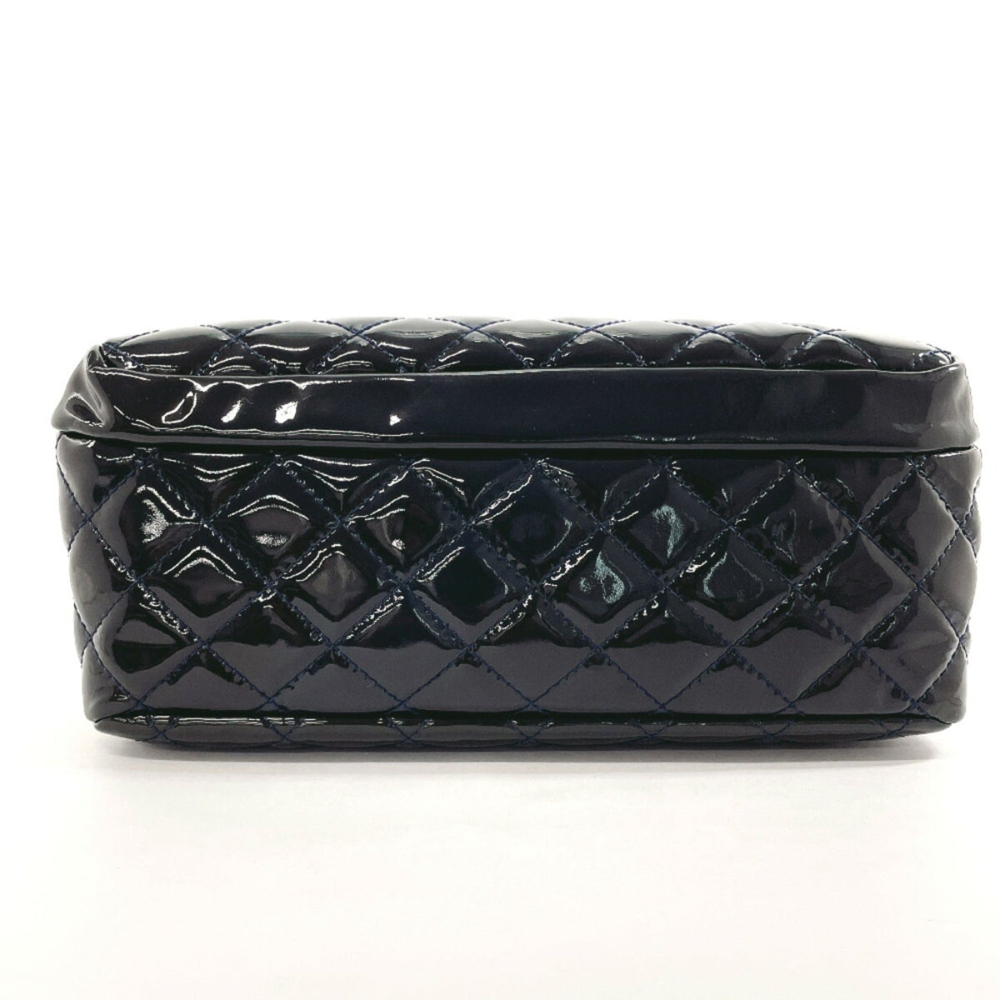 CHANEL Chanel Matelasse Chain Shoulder Handbag Patent Leather Navy Women's
