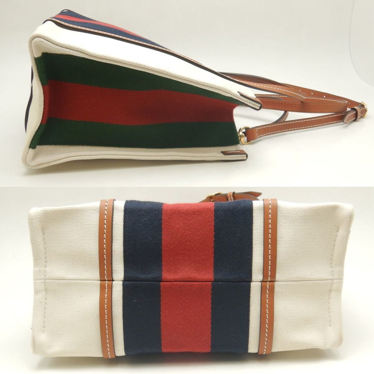Gucci Brown Ivory Canvas Tote Bag