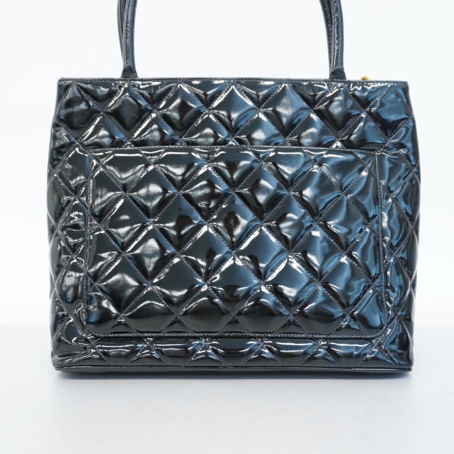 Chanel Tote Bag, Reproduction Tote, Patent Leather, Black, Women's