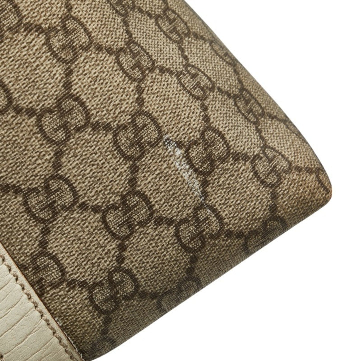 Gucci Beige White Pvc Leather Shoulder Bag Tote Bag