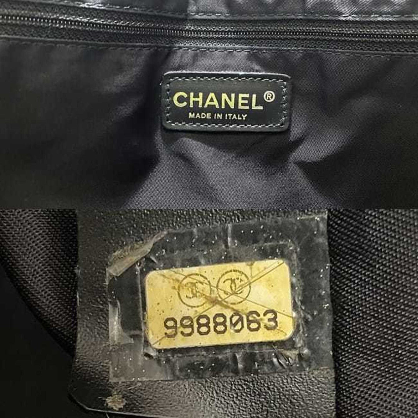 CHANEL MM Black New A15991 Nylon Leather 9th Nutra Coco Mark Women's Tote Handbag