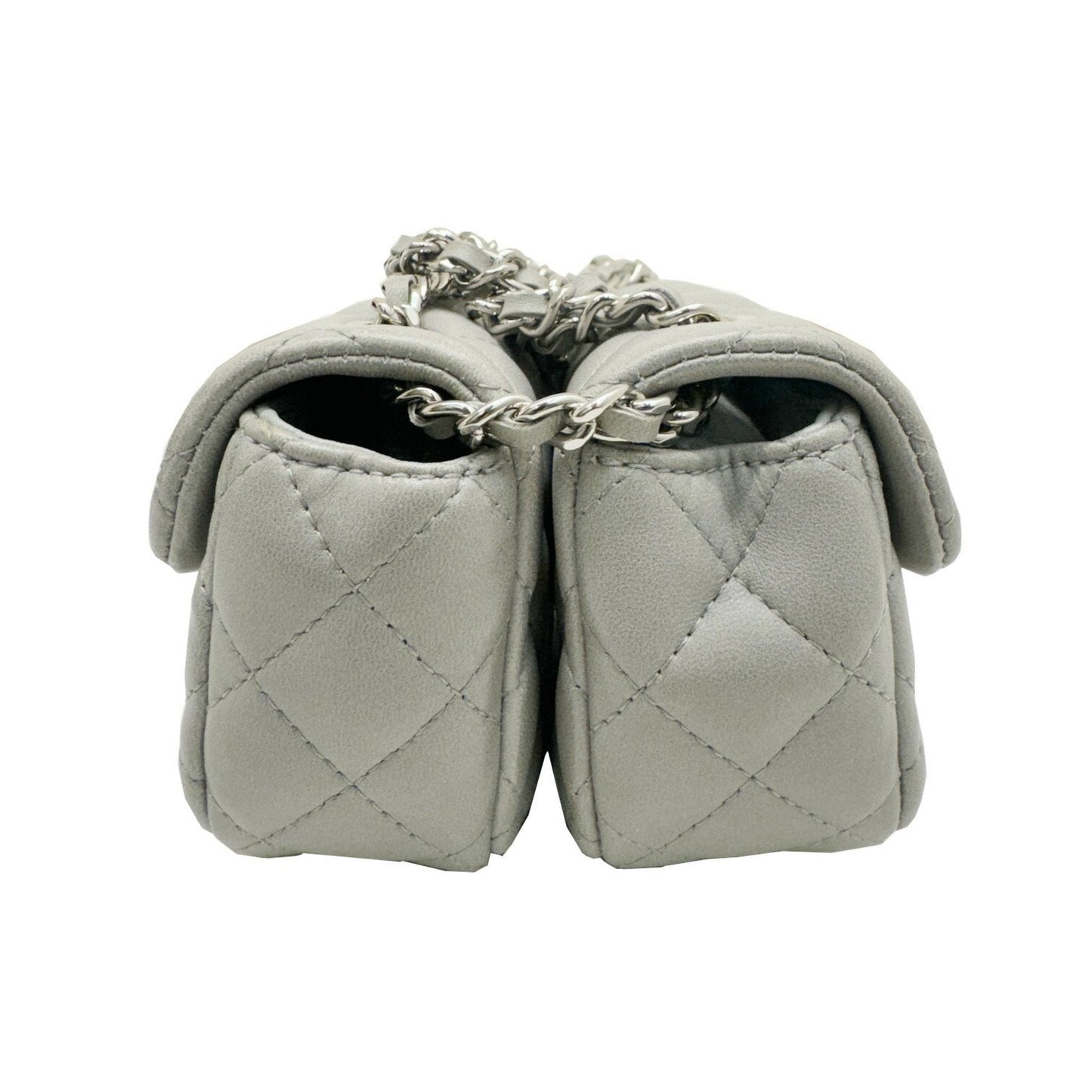 CHANEL Coco Mark Matelasse Chain Shoulder Bag 17 Series Twin Futago Lambskin Women's Light Grey