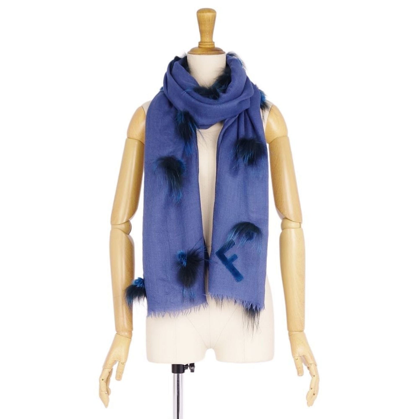 FENDIWomen's navy with muffler stole cashmere silk fur