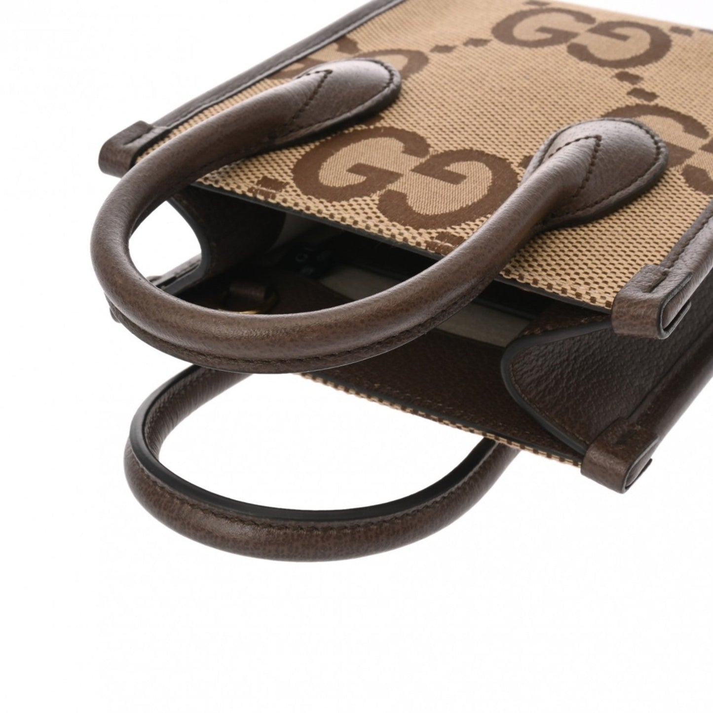 Gucci Gg Canvas Beige Brown Gg Canvas Leather Handbag Tote Bag