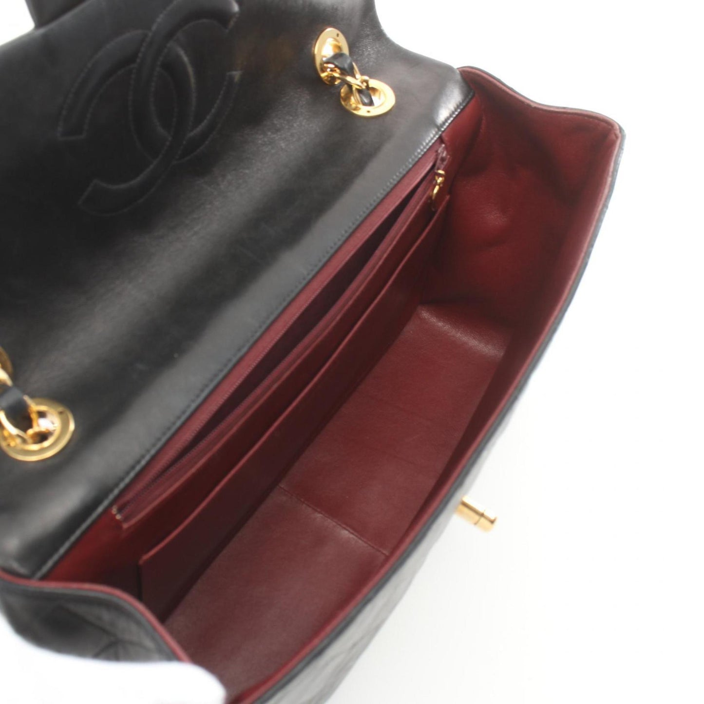 CHANEL Deca Matelasse 34 Shoulder Bag, Lambskin, Women's, Black