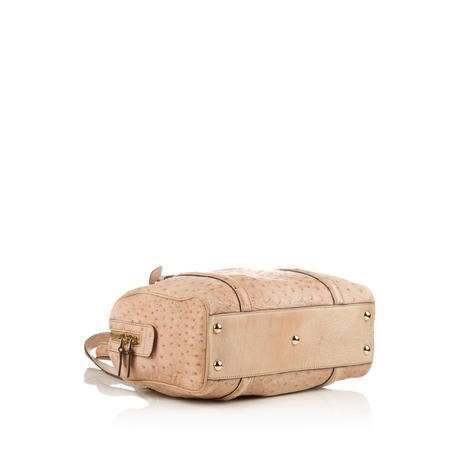 GUCCI Beige Ostrich Britt Boston Bag