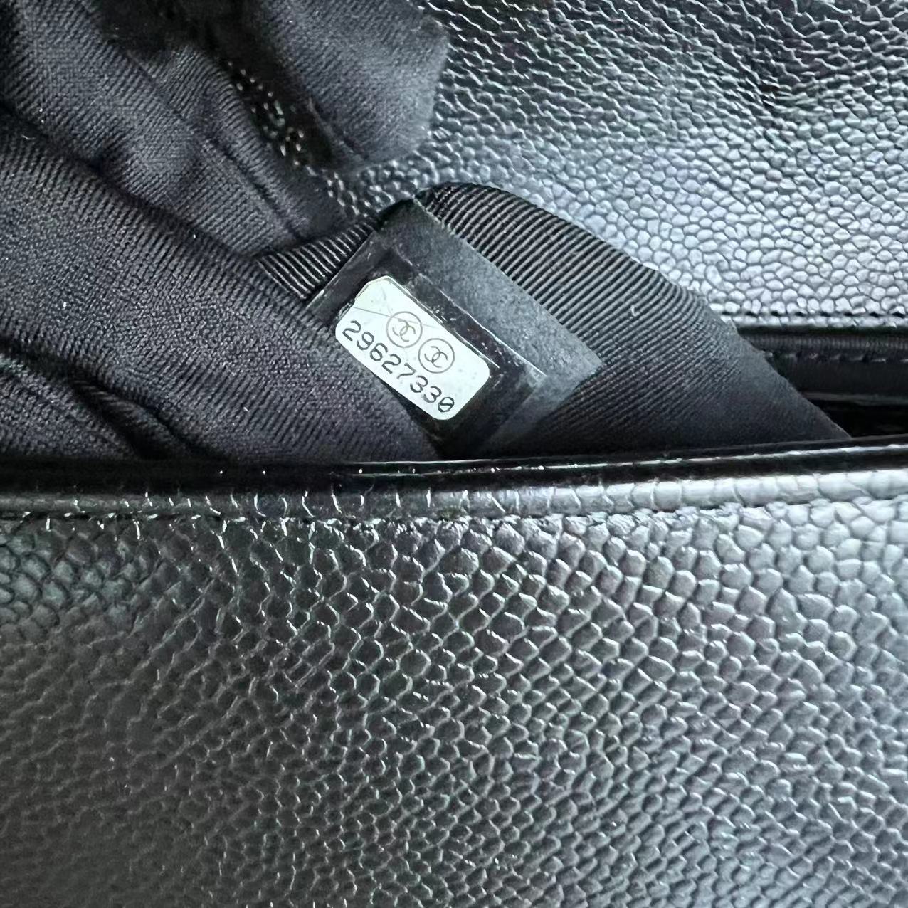 *2020 Receipt* Caviar Old Medium 25CM Chevron Black Silver Hardware Series 29