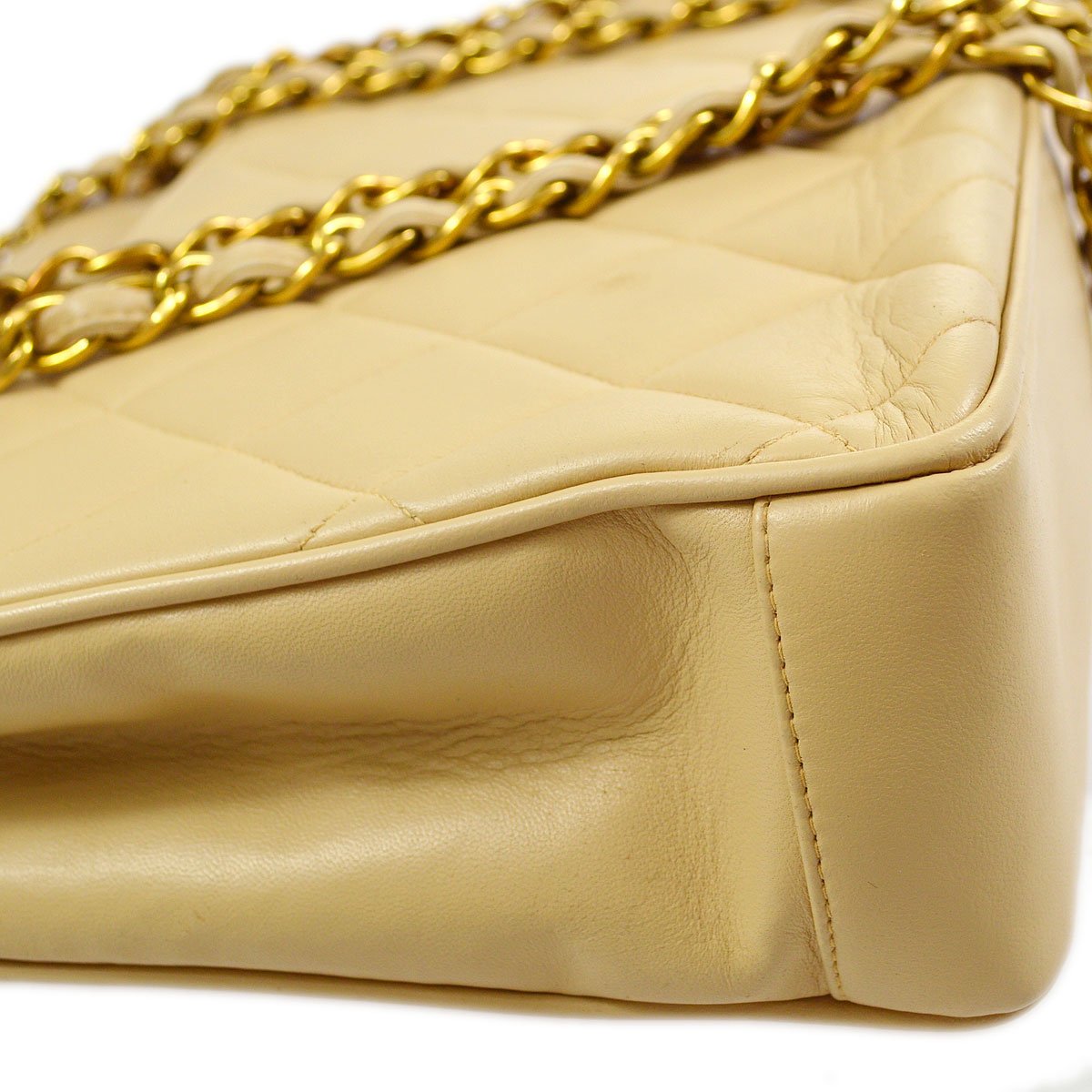 CHANEL Big CC Chain Tote Bag Beige Lambskin 71163